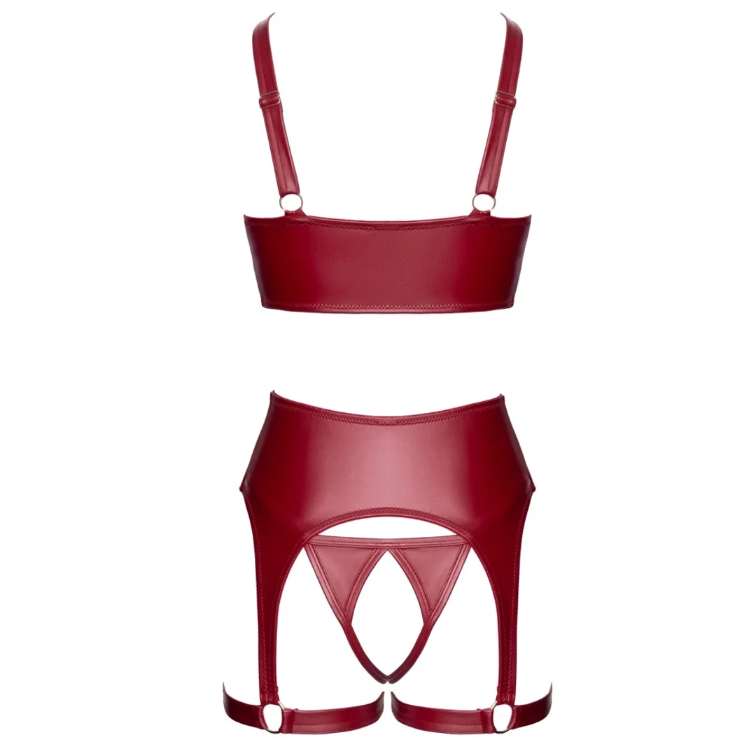 Cottelli LINGERIE komplet z otwartym biustonoszem, bordowy 85B/L — zdjęcie 8