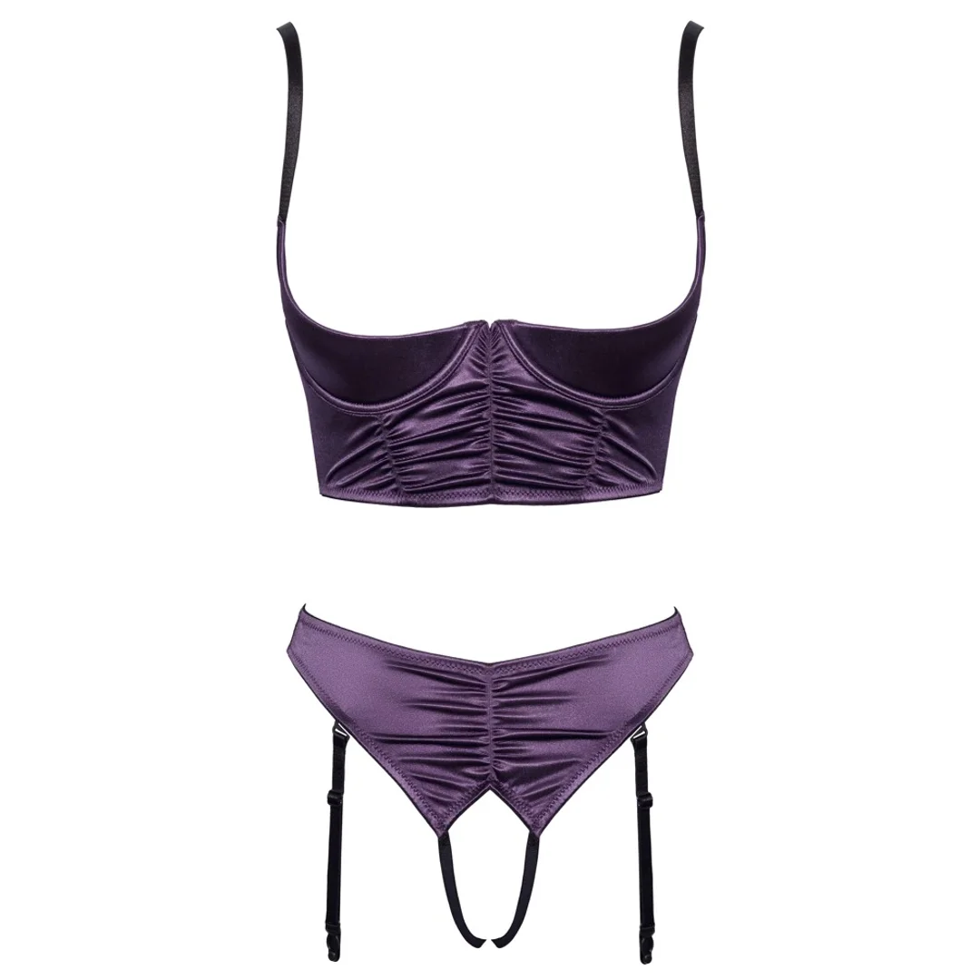 Cottelli Lingerie komplet z paskami do pończoch fioletowy 80C/M — zdjęcie 5