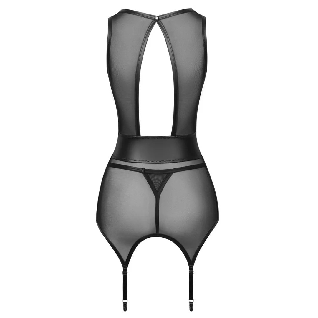 Cottelli Lingerie Koszulka Czarna M z Regulowanymi Paskami do Pończoch — zdjęcie 8