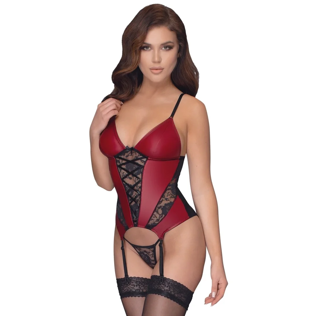 Cottelli Lingerie koszulka matowa z koronką i paskami M — zdjęcie 2