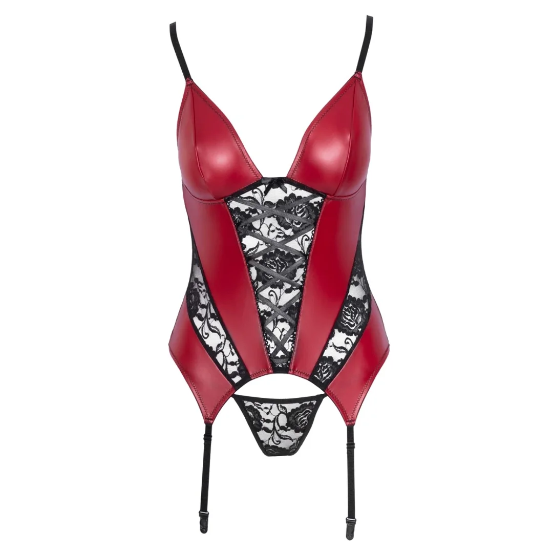 Cottelli Lingerie koszulka matowa z koronką i paskami M — zdjęcie 5