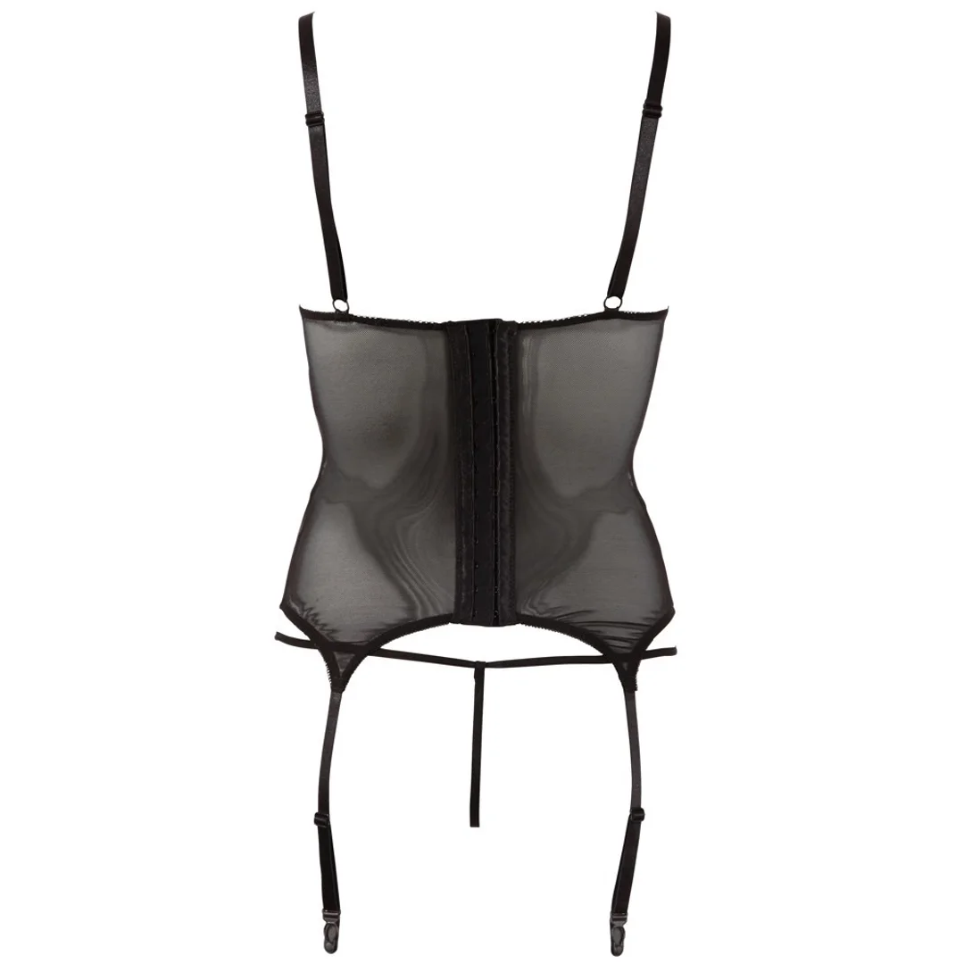 Cottelli Lingerie Koszulka Siatkowa Czarna XL z Paskami i Stringami — zdjęcie 5