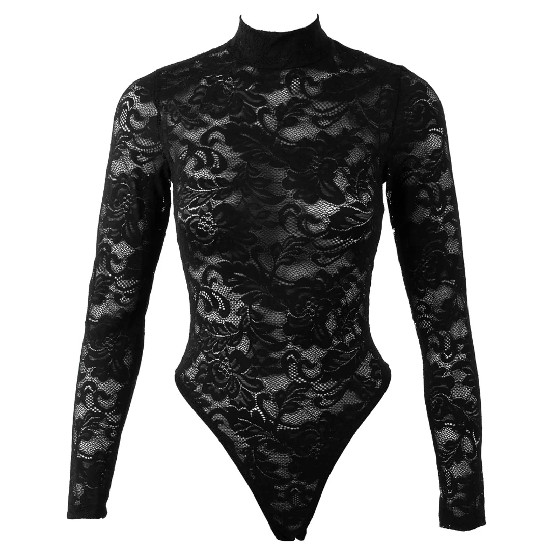 Cottelli LINGERIE Lace Body czarny L z długim rękawem i koronką — zdjęcie 5