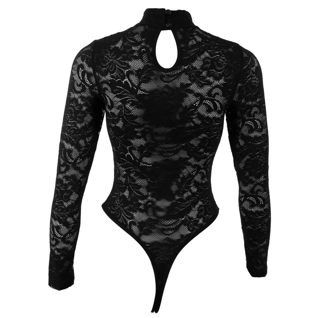 Cottelli LINGERIE Lace Body czarny L z długim rękawem i koronką — zdjęcie 7