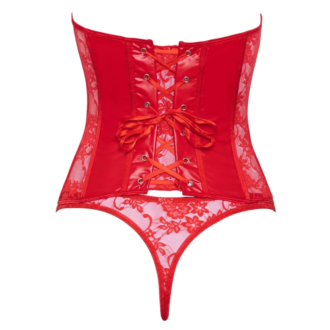 Cottelli Lingerie Open Cup Corset czerwony koronkowy komplet M — zdjęcie 6