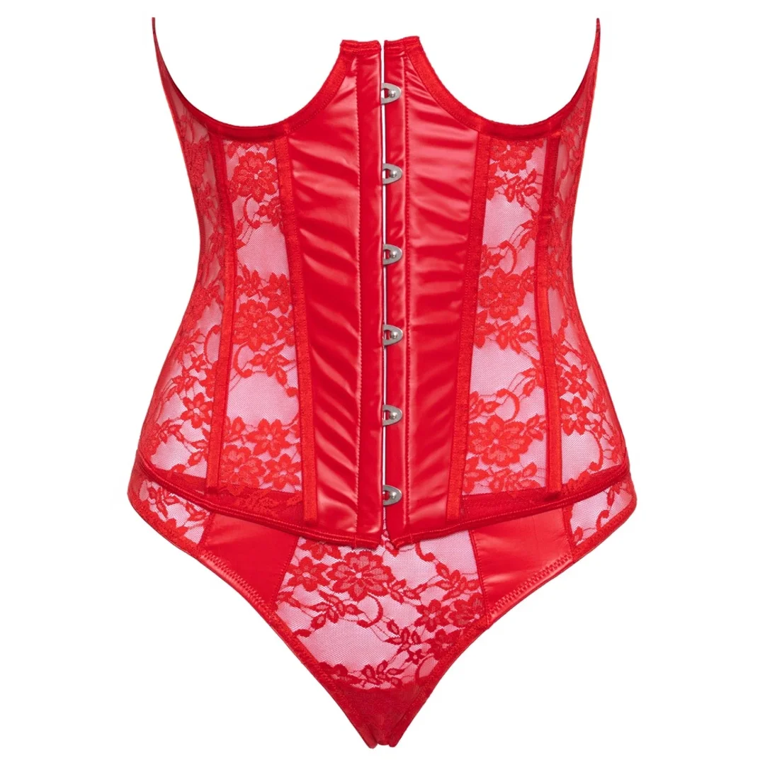 Cottelli Lingerie Open Cup Corset czerwony koronkowy komplet S — zdjęcie 5