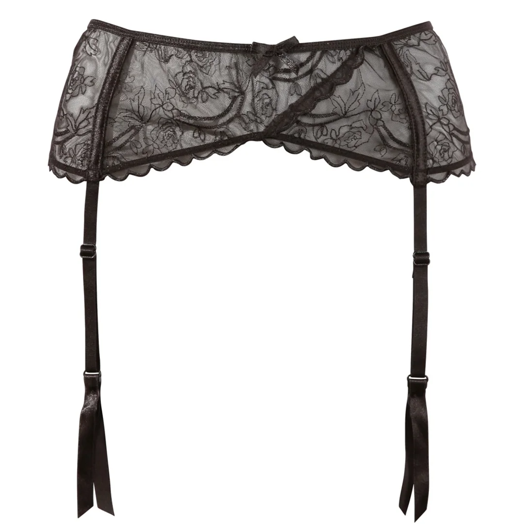 Cottelli Lingerie pas do pończoch czarny M haftowany 4 szelki — zdjęcie 4