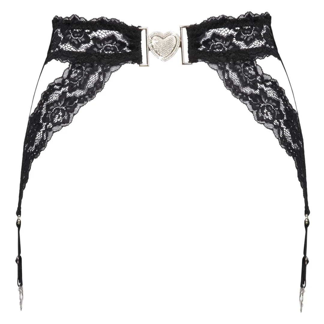 Cottelli Lingerie Pas do Pończoch Koronkowy Czarny Srebrne Detale L/XL — zdjęcie 6
