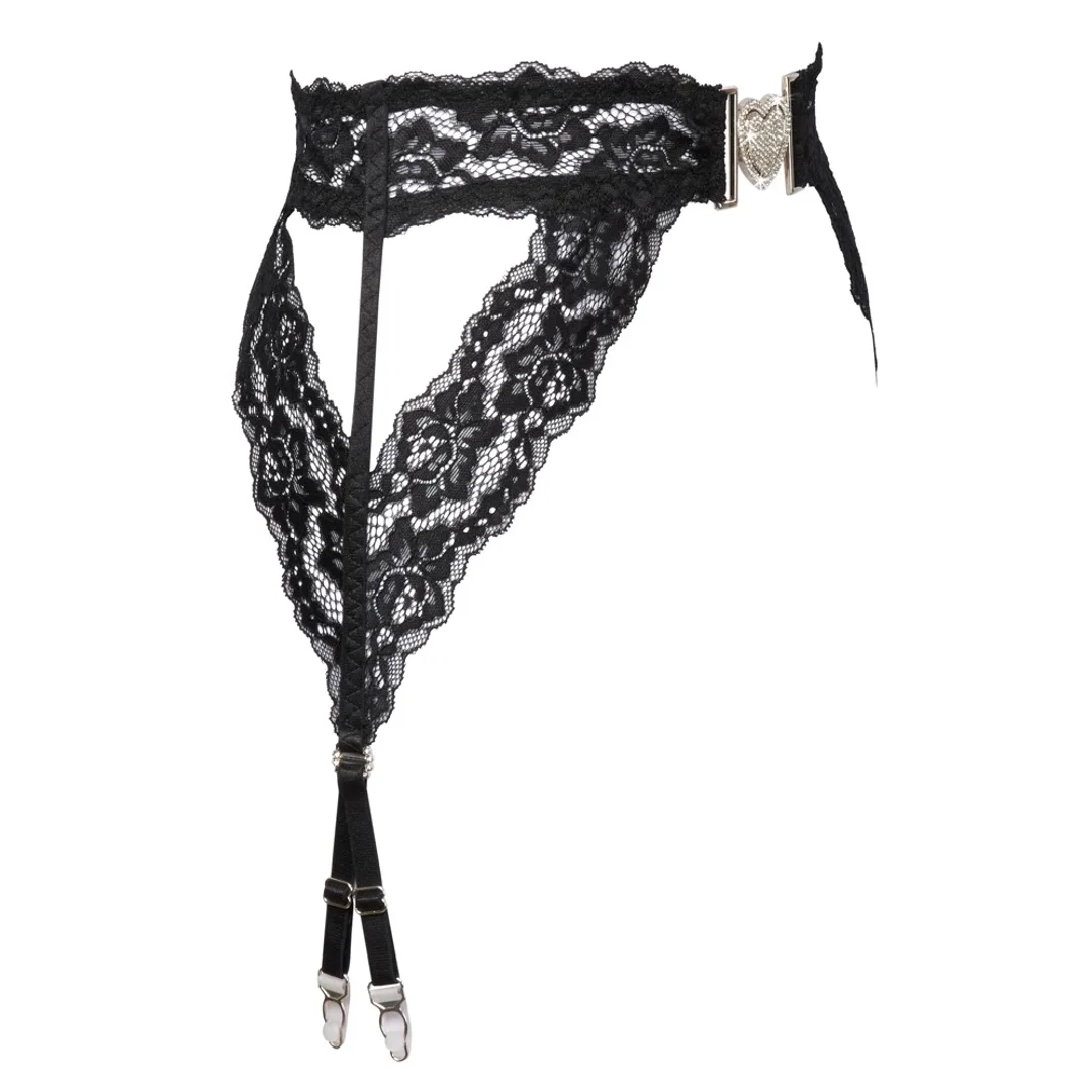 Cottelli Lingerie Pas do Pończoch Koronkowy Czarny Srebrne Detale L/XL — zdjęcie 7