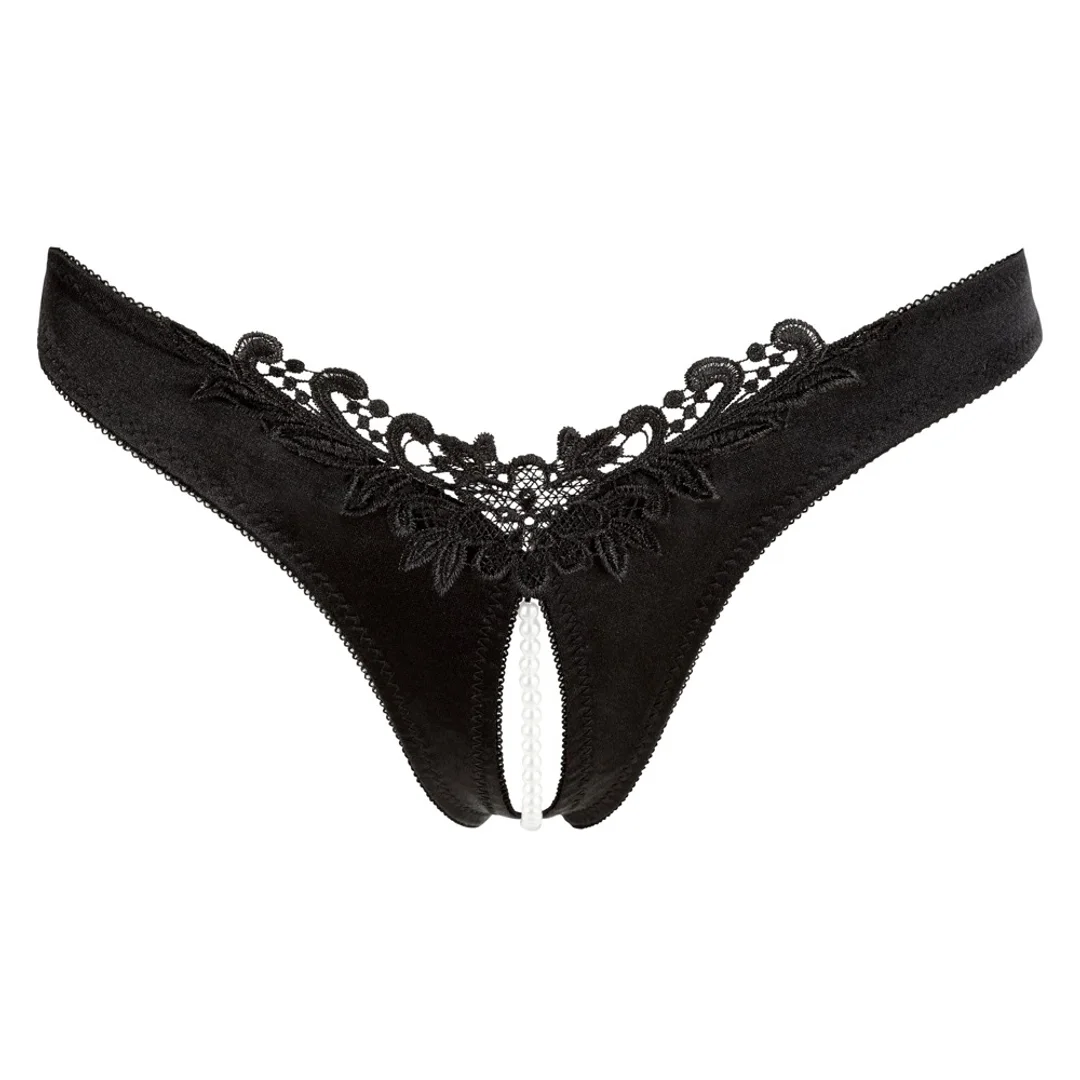 Cottelli Lingerie Satynowe majteczki z perełkami, czarne, rozmiar L — zdjęcie 6
