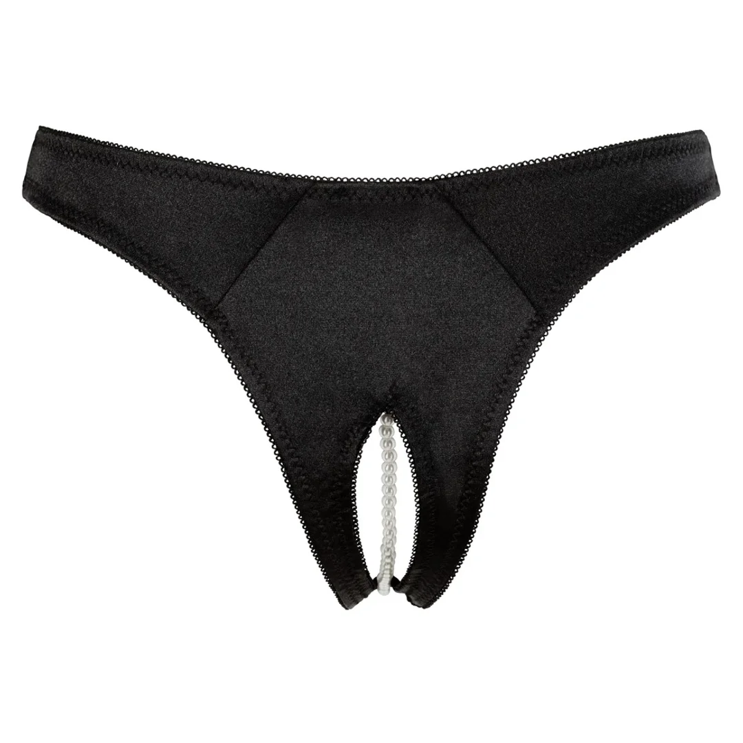 Cottelli Lingerie Satynowe majteczki z perełkami, czarne, rozmiar L — zdjęcie 7