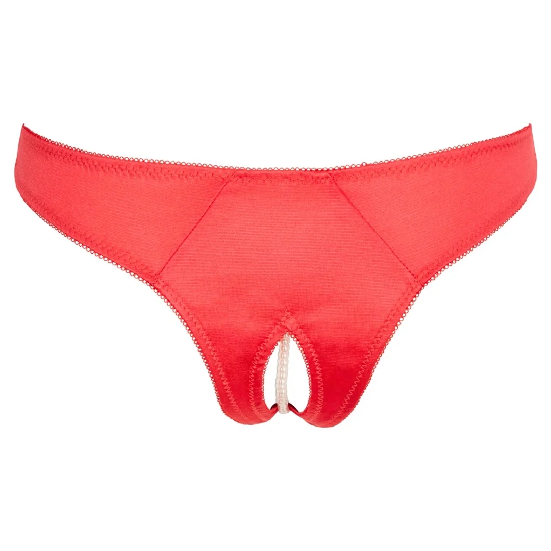 Cottelli Lingerie Satynowe Majtki Czerwone z Dekoracją Pereł L — zdjęcie 7
