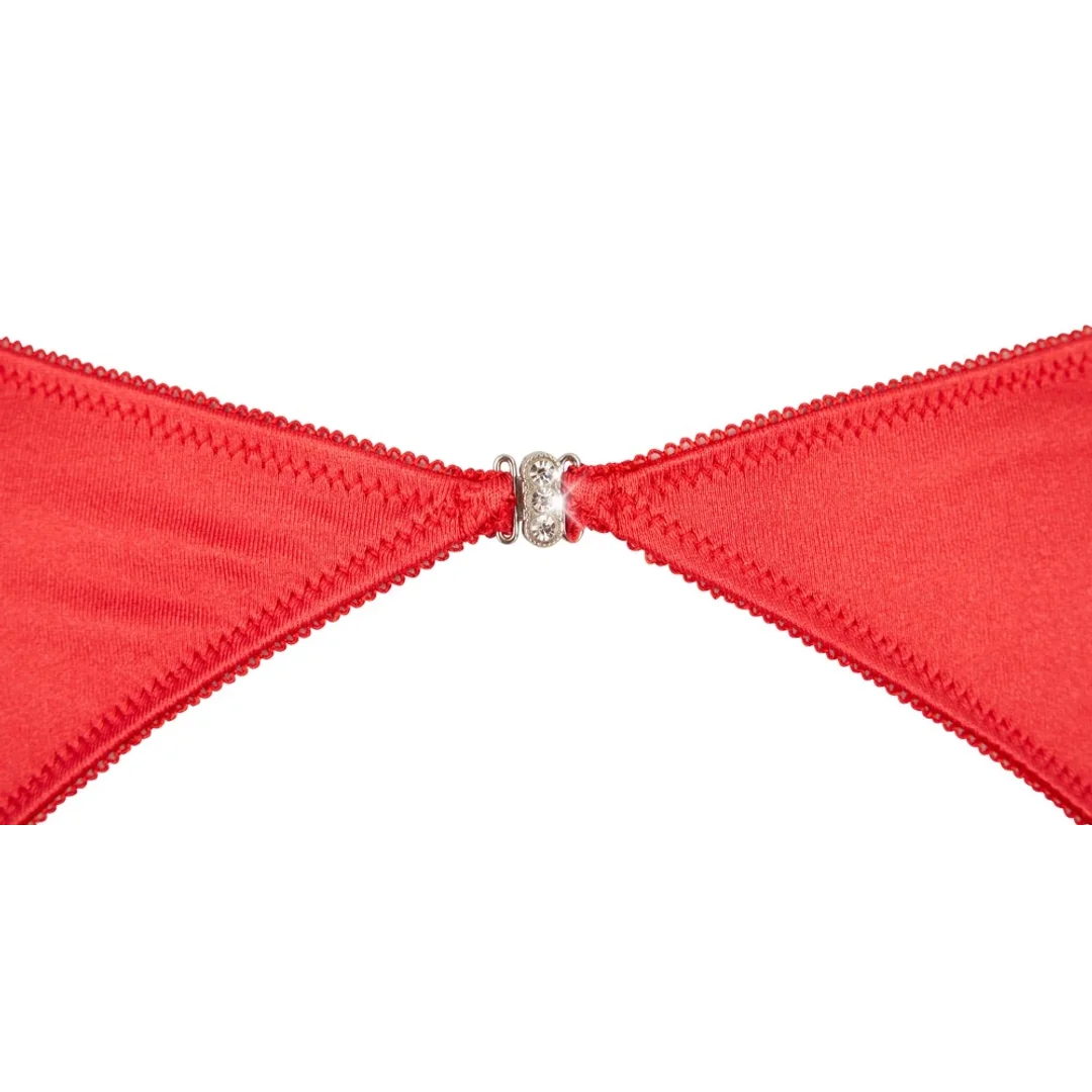 Cottelli Lingerie Satynowy 3-częściowy komplet czerwony 80B/M — zdjęcie 7