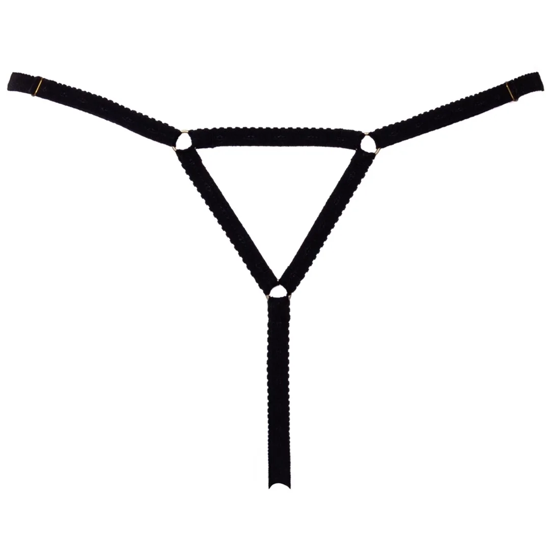 Cottelli LINGERIE String Flowers S-L czarny z kwiatami i cyrkoniami — zdjęcie 6