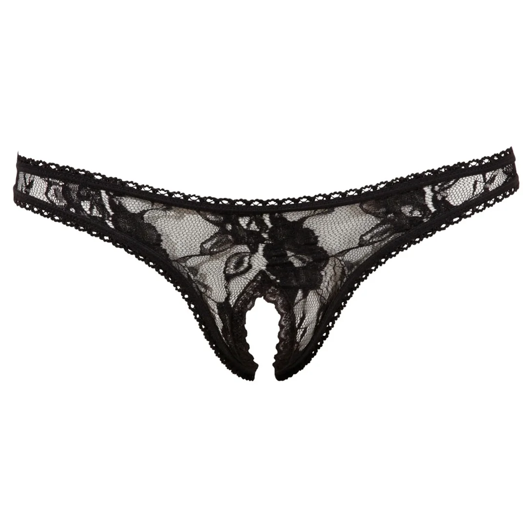 Cottelli Lingerie Stringi damskie z kwiatowej koronki czarne L bez szwu — zdjęcie 8