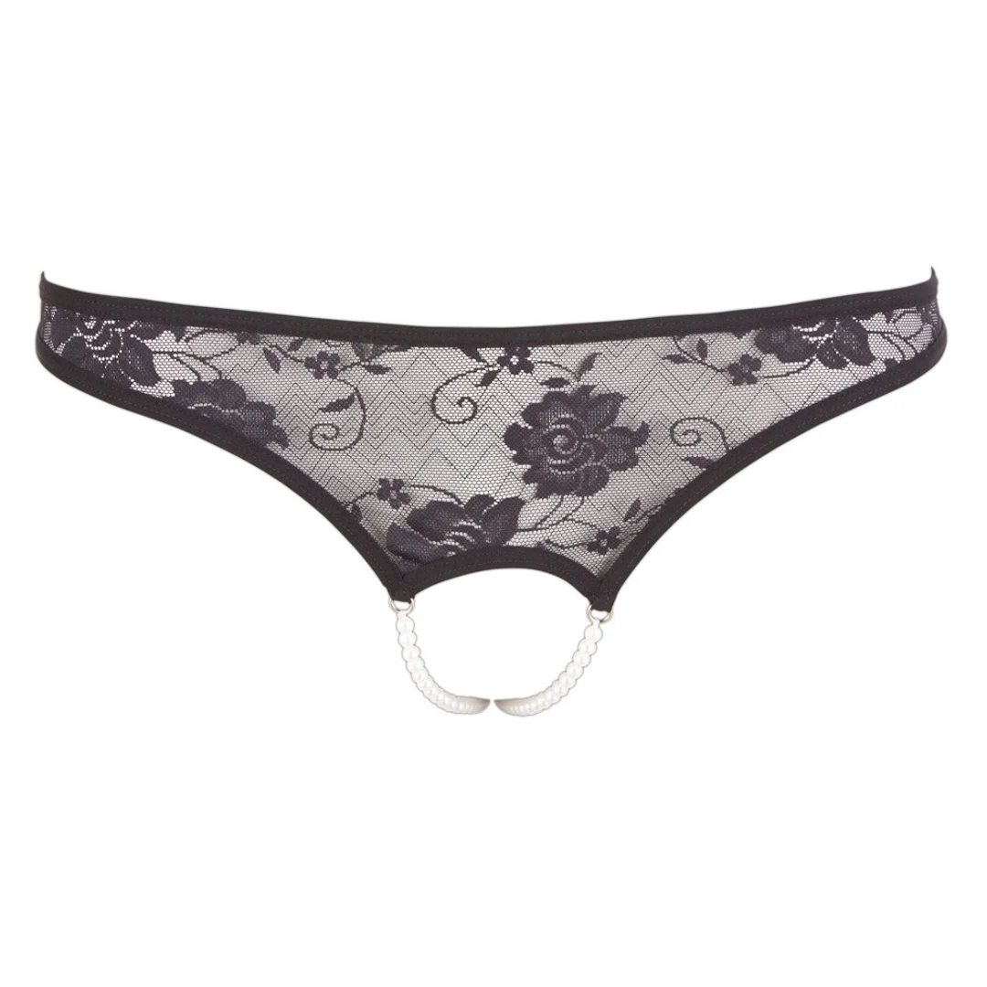 Cottelli Lingerie Stringi Koronkowe Czarny S z Dekoracją Perłową — zdjęcie 6