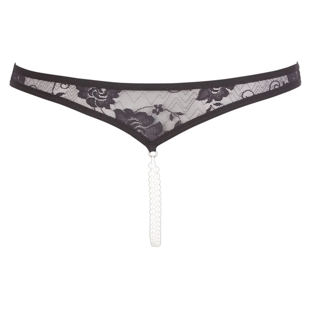 Cottelli Lingerie Stringi Koronkowe Czarny S z Dekoracją Perłową — zdjęcie 7