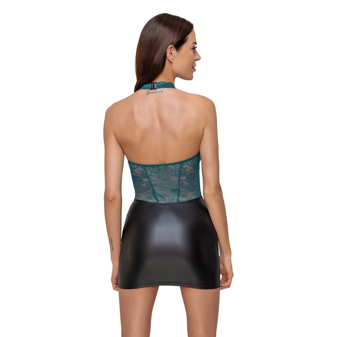Cottelli Lingerie sukienka matowa czarna koronka zielona M — zdjęcie 5