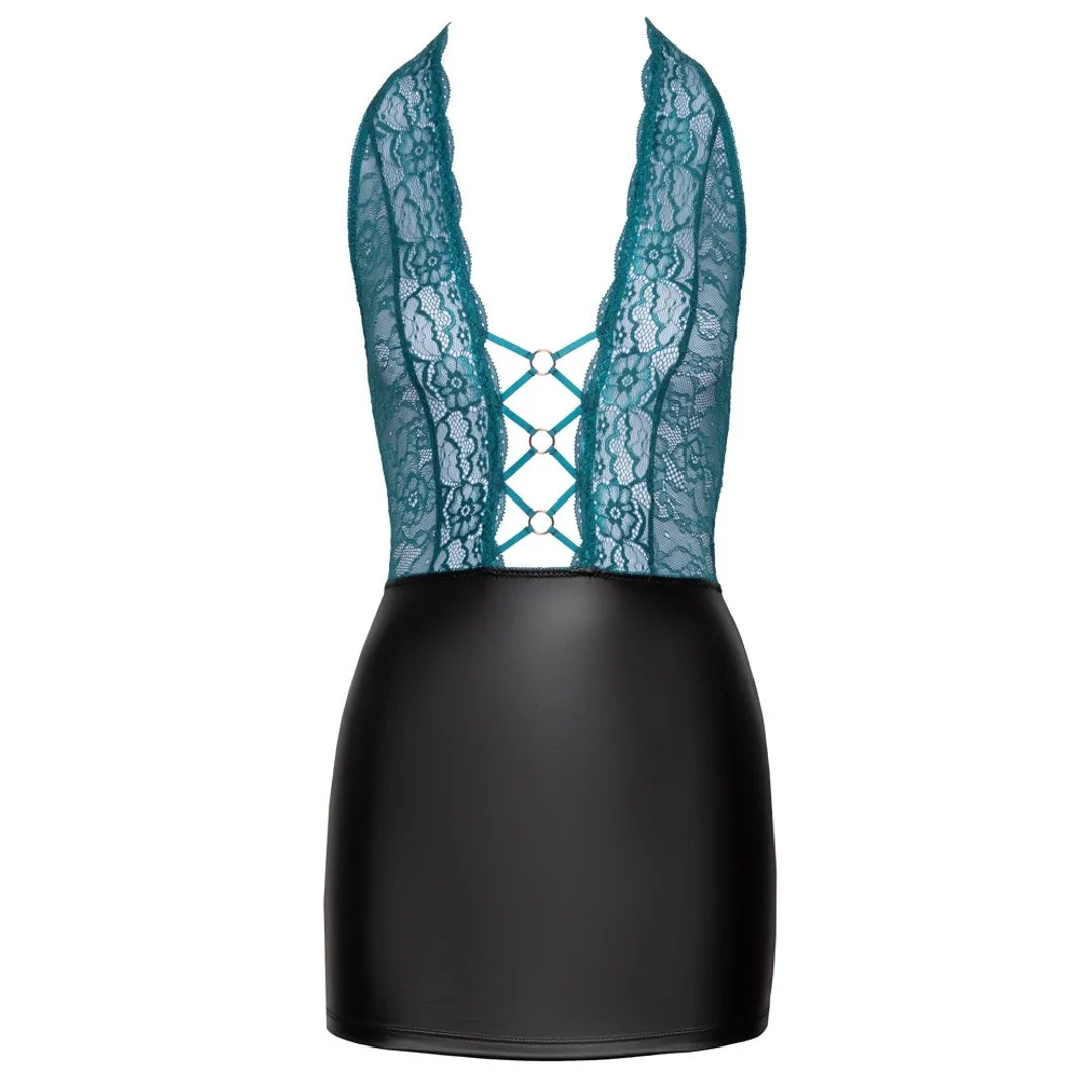 Cottelli Lingerie sukienka matowa czarna z zieloną koronką L — zdjęcie 7
