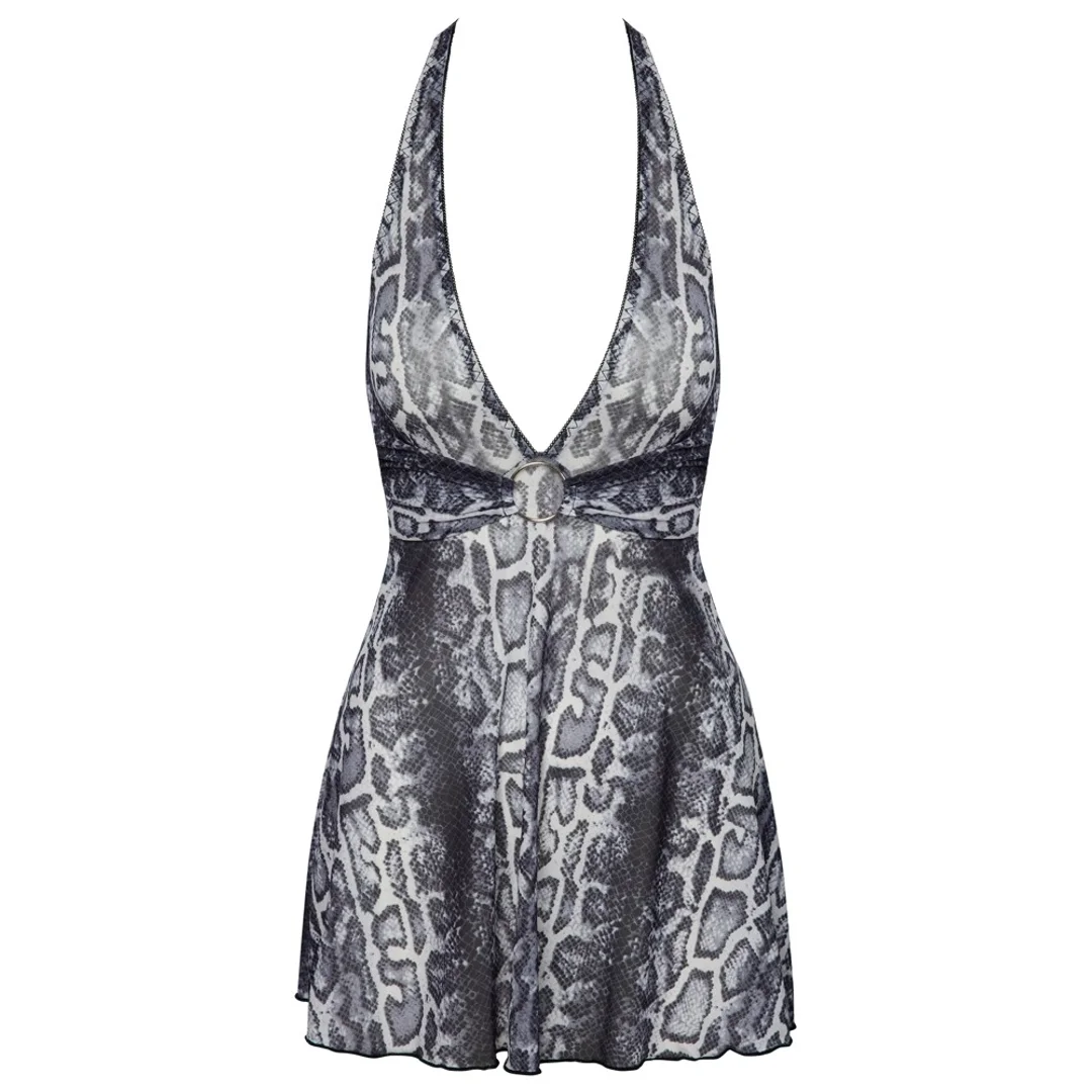 Cottelli LINGERIE Sukienka Mini Skora Węża S Transparentna Czarna — zdjęcie 6