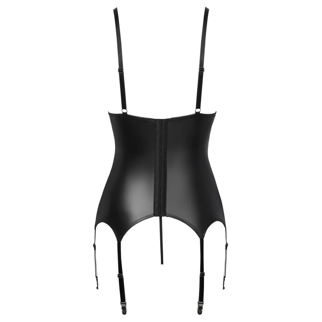 Cottelli Lingerie Top matowy z koronką i stringi bez zapięcia, czarny S — zdjęcie 8