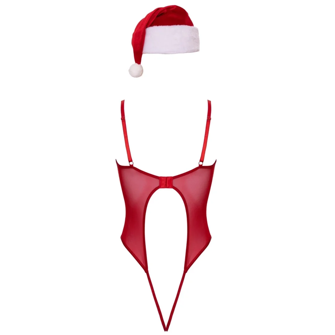 Cottelli Lingerie X-Mas Body z Czapeczką - Czerwony Komplet Świąteczny S/M — zdjęcie 8