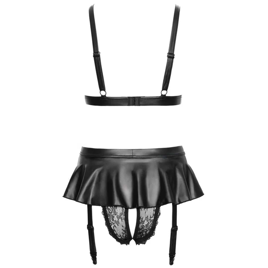 Cottelli Lingerie Zestaw Koronkowy Biustonosz i Pas do Pończoch Czarny M — zdjęcie 7