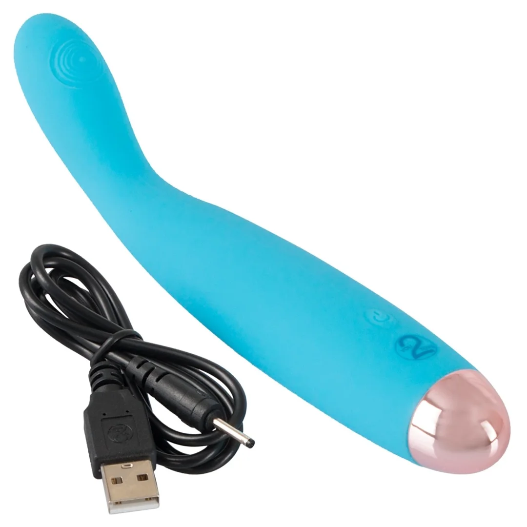 Cuties Mini Wibrator Stymulujący Niebieski 18,7 cm USB 7 Trybow — zdjęcie 7