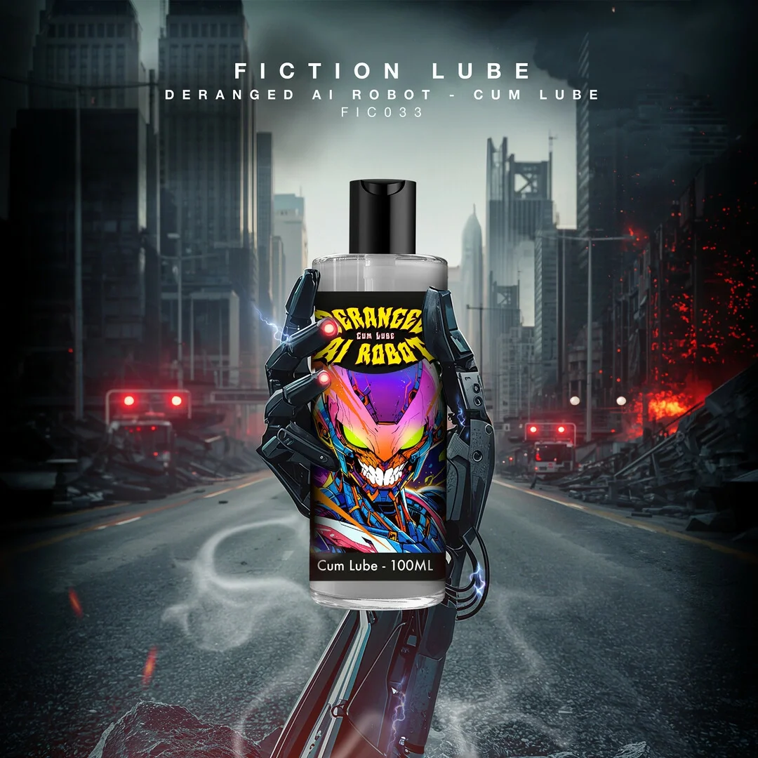 Deranged AI Robot Cum Lube 100 ml - żel intymny wodny, srebrny — zdjęcie 3