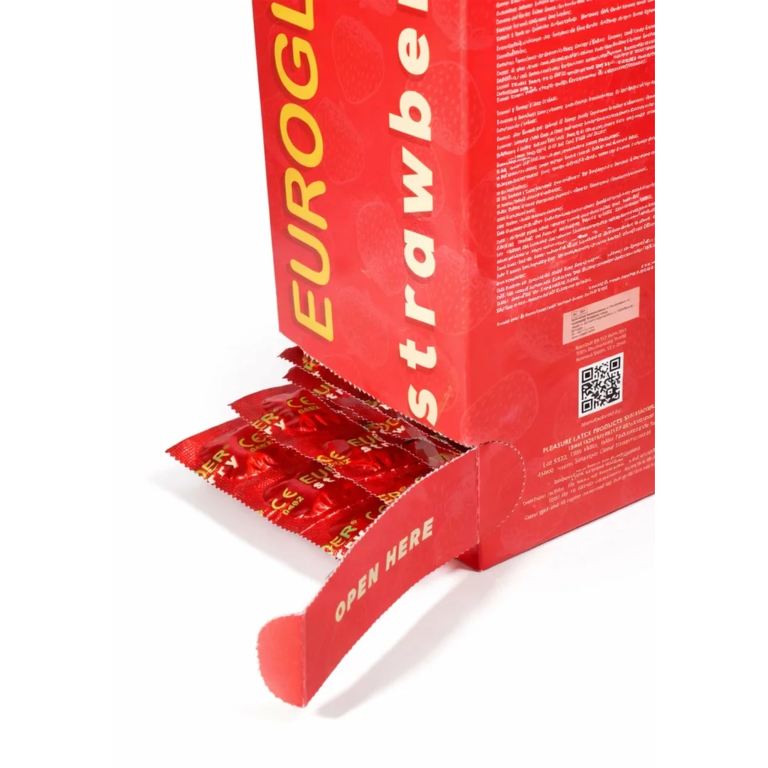 Euroglider Strawberry 144 szt. - prezerwatywy truskawkowe, 53 mm, lateks — zdjęcie 2