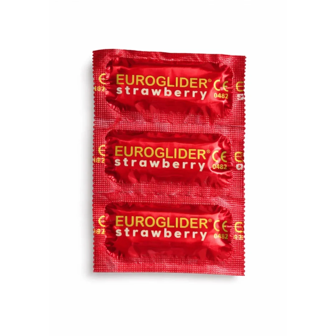 Euroglider Strawberry 144 szt. - prezerwatywy truskawkowe, 53 mm, lateks — zdjęcie 3
