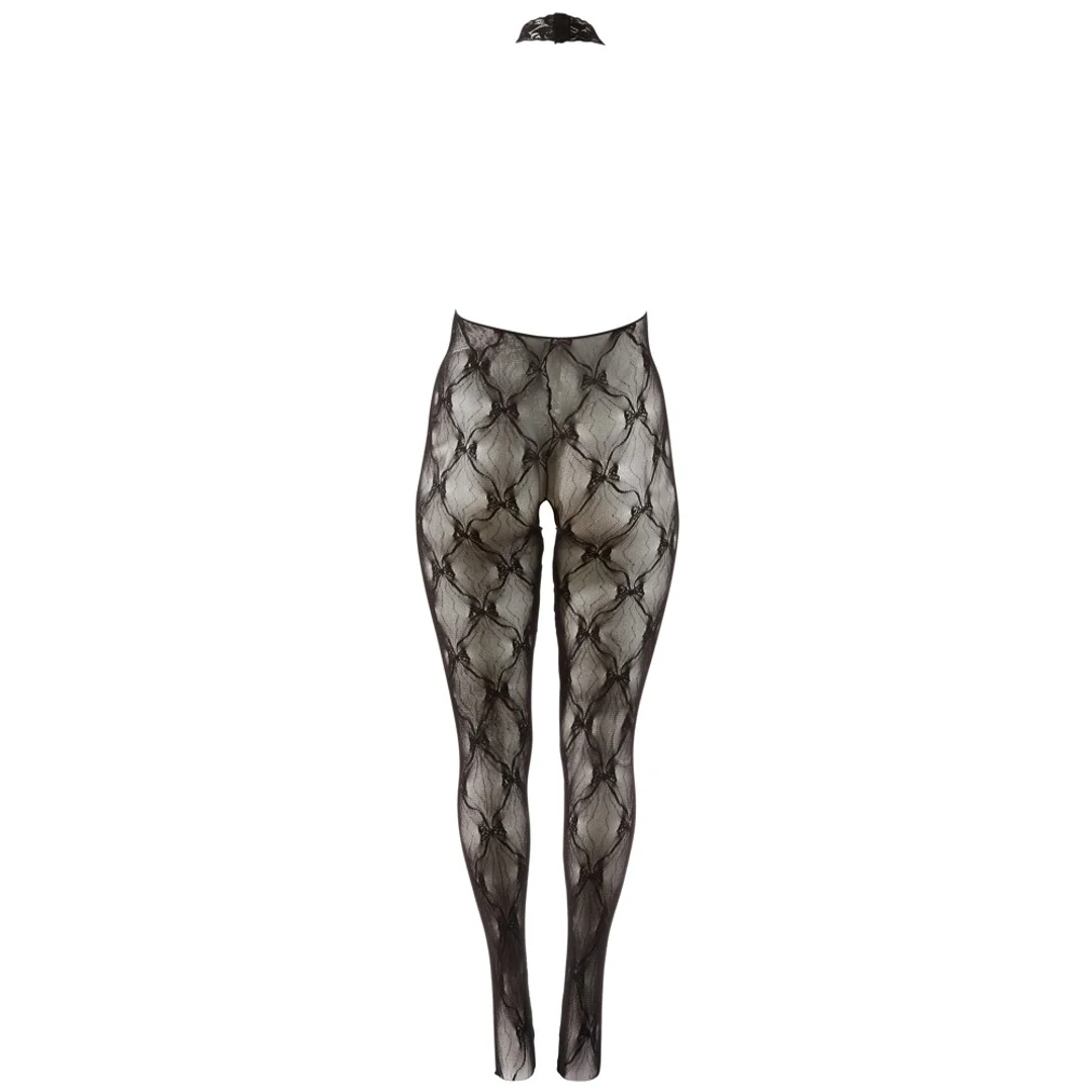 Fantasy Catsuit Open S-L czarny koronkowy z wycięciami, halter — zdjęcie 7