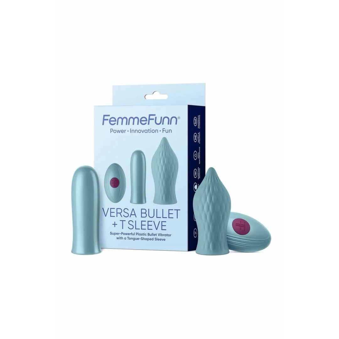 FemmeFunn Versa Bullet z nakładką T Sleeve Light Blue silikonowa 7 trybow — zdjęcie 2