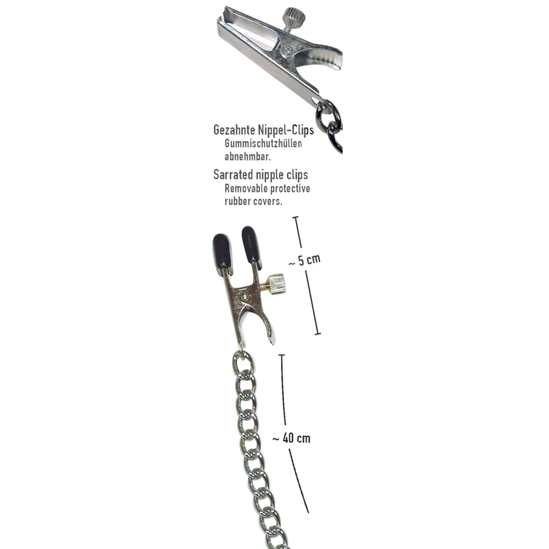 Fetish Collection Łańcuch metalowy z regulowanymi zaciskami 30 cm — zdjęcie 6