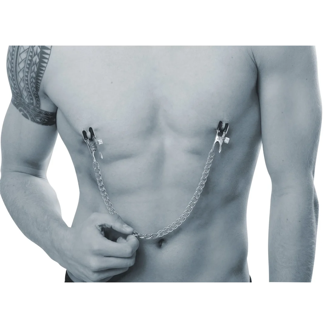 Fetish Collection Łańcuch metalowy z regulowanymi zaciskami 30 cm — zdjęcie 7