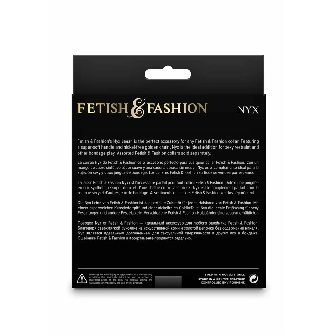 Fetish & Fashion Nyx Leash smycz z miękkim uchwytem złoty łańcuch — zdjęcie 3
