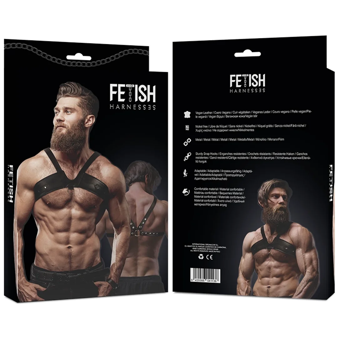 Fetish Submissive Attitude Uprząż Męska na Klatkę Piersiową Eco Skora One Size — zdjęcie 2