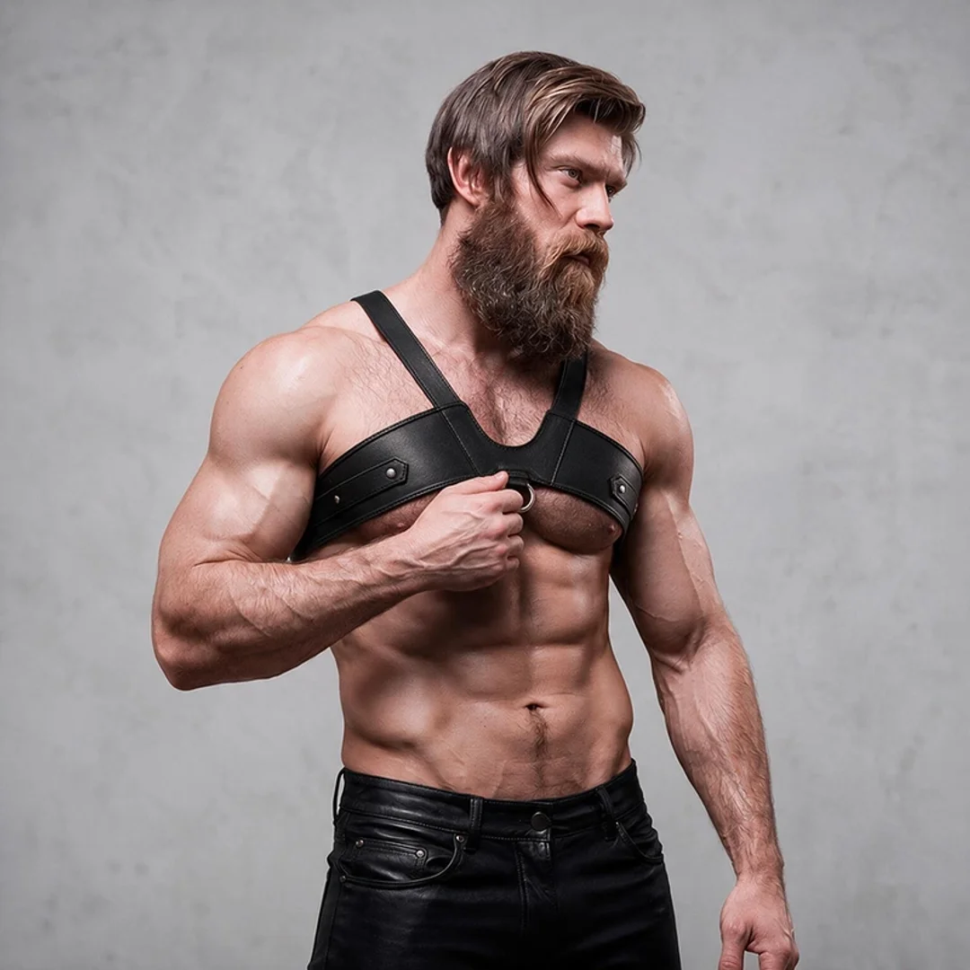 Fetish Submissive Attitude Uprząż Męska na Klatkę Piersiową Eco Skora One Size — zdjęcie 6