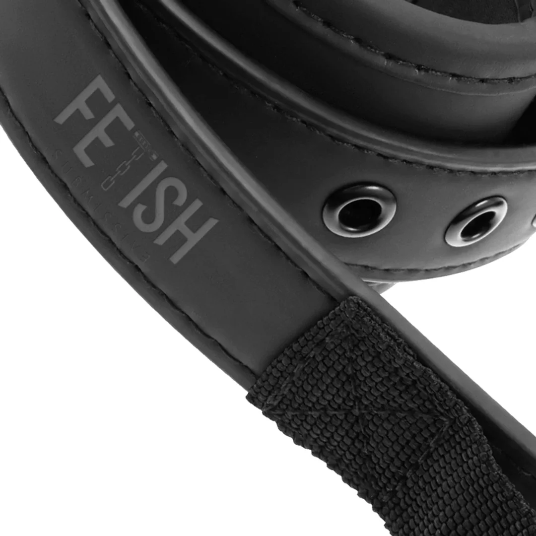 Fetish Submissive Kajdanki neoprenowe z uchwytem, regulowane, czarne