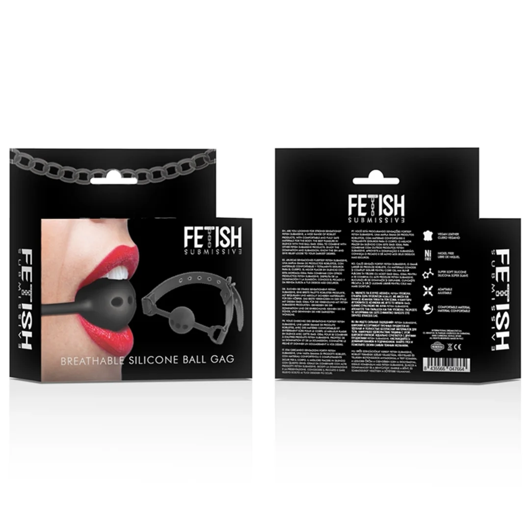 Fetish Submissive silikonowy knebel oddychający z regulacją 4,1 cm — zdjęcie 7