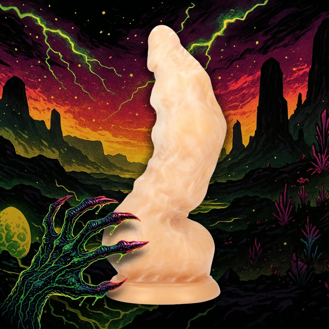 Fiction Cock Golden Alien Invader silikonowy model anatomiczny złoty — zdjęcie 4