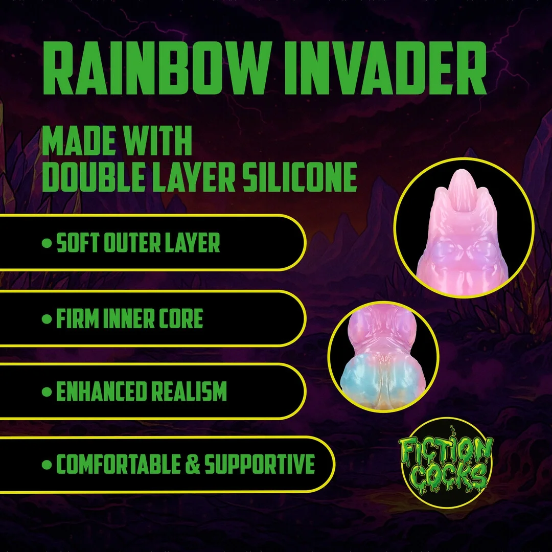 Fiction Cock Rainbow Invader silikonowy model anatomiczny tęczowy — zdjęcie 3
