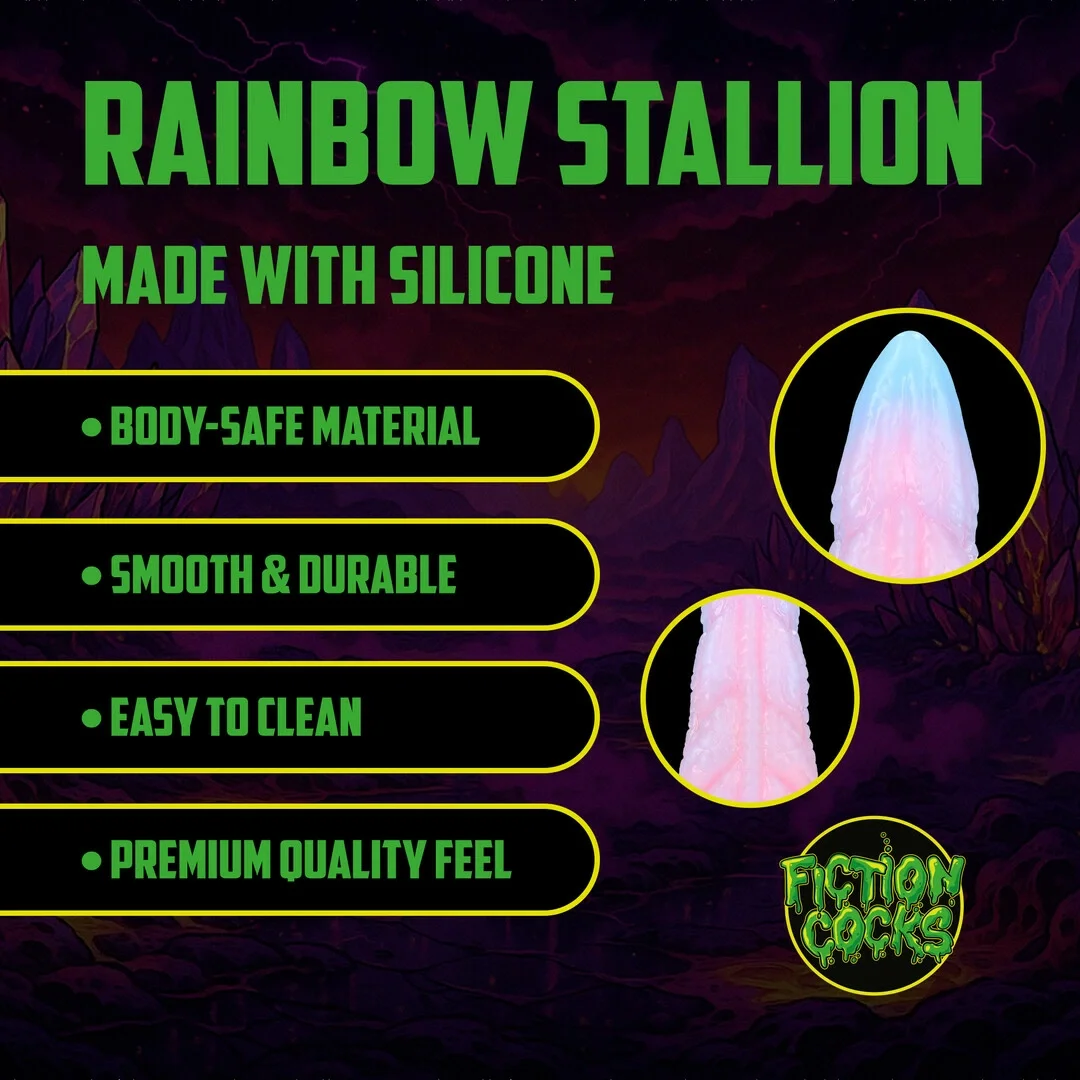 Fiction Cock Rainbow Stallion - silikonowy korek anatomiczny, tęczowy — zdjęcie 3