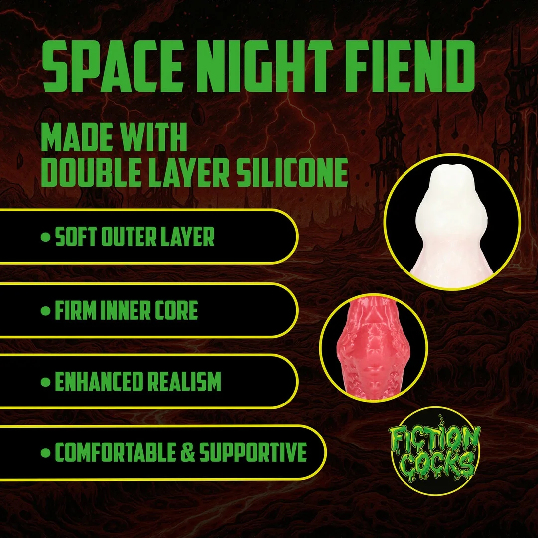 Fiction Cock Space Night Fiend silikonowy model anatomiczny czerwono-biały — zdjęcie 3