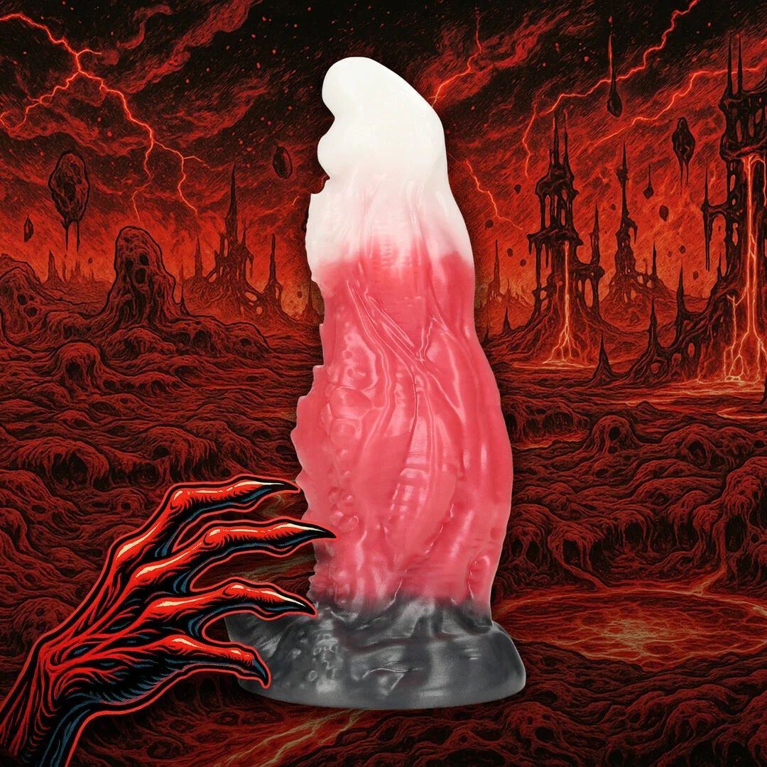 Fiction Cock Space Night Fiend silikonowy model anatomiczny czerwono-biały — zdjęcie 4