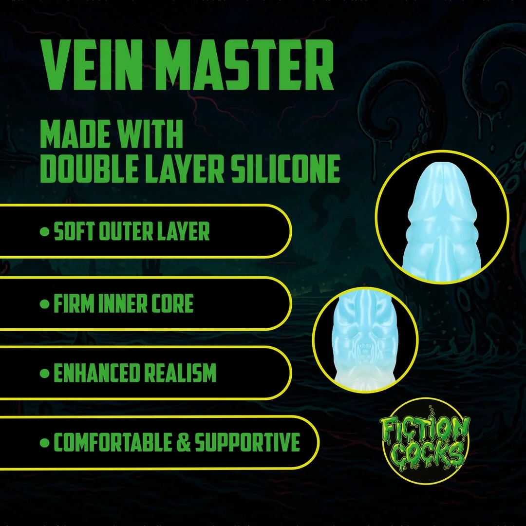 Fiction Cock Vein Master model silikonowy niebiesko-biały 21 cm — zdjęcie 3