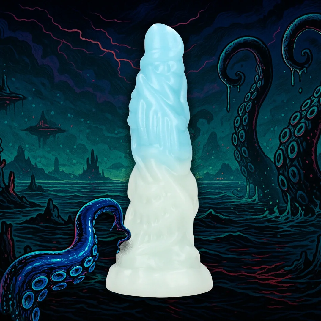 Fiction Cock Vein Master model silikonowy niebiesko-biały 21 cm — zdjęcie 4
