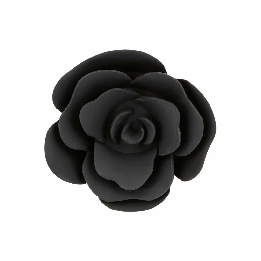 Forbidden Rose Anal Plug Large silikonowy z dekoracyjną rożą — zdjęcie 2