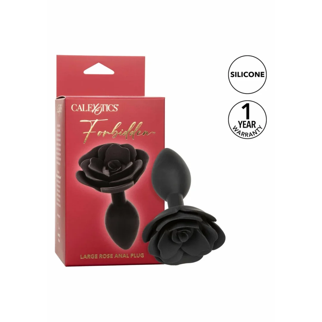Forbidden Rose Anal Plug Large silikonowy z dekoracyjną rożą — zdjęcie 5