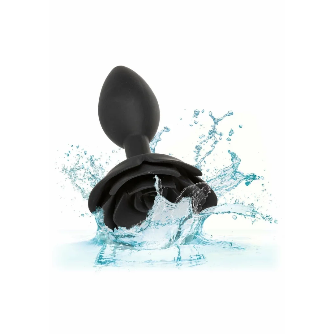 Forbidden Rose Anal Plug Large silikonowy z dekoracyjną rożą — zdjęcie 6